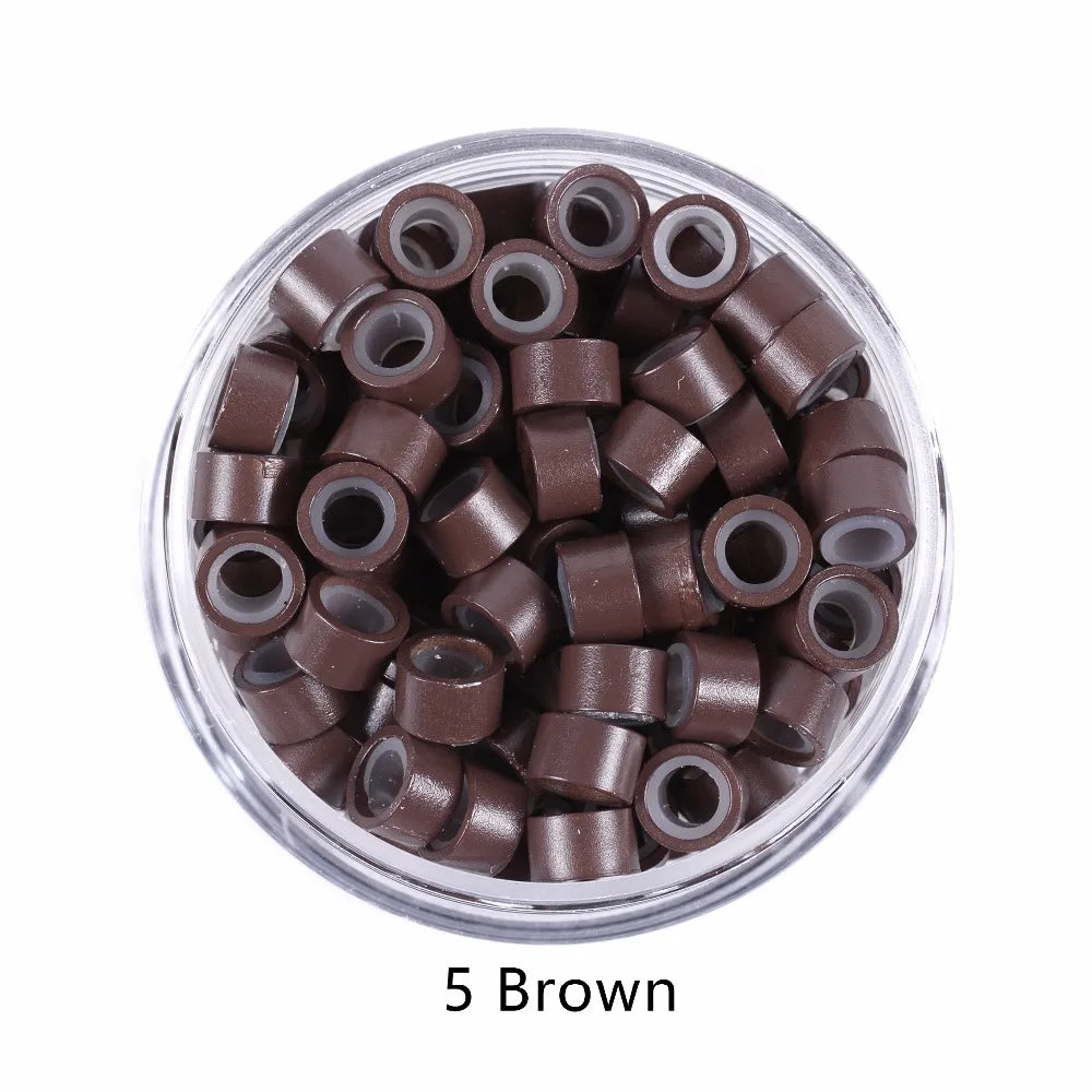 100Pcs 5.0*3.0*3.0mm Micro Silicone Lined Rings/Links/Beads MICRO Ring Link Crimp Beads Hair Extensions Tools