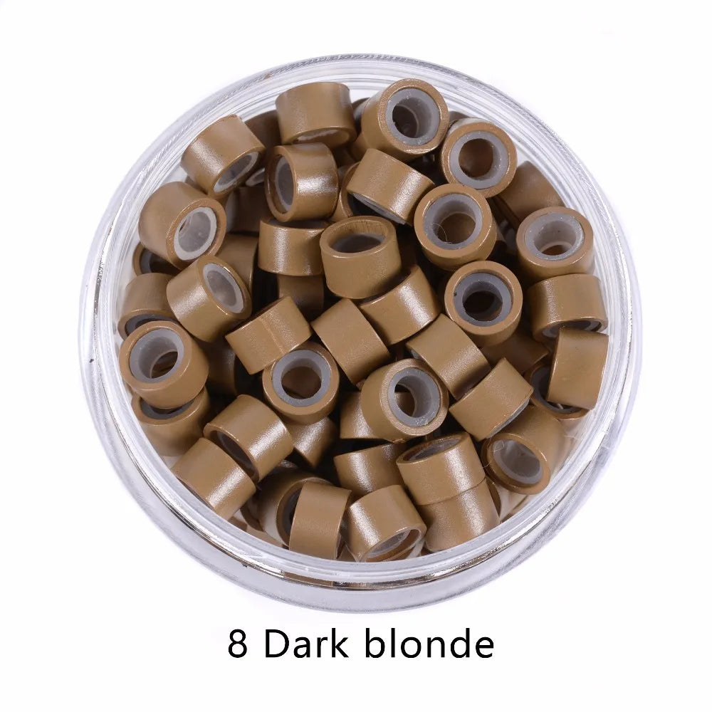 100Pcs 5.0*3.0*3.0mm Micro Silicone Lined Rings/Links/Beads MICRO Ring Link Crimp Beads Hair Extensions Tools