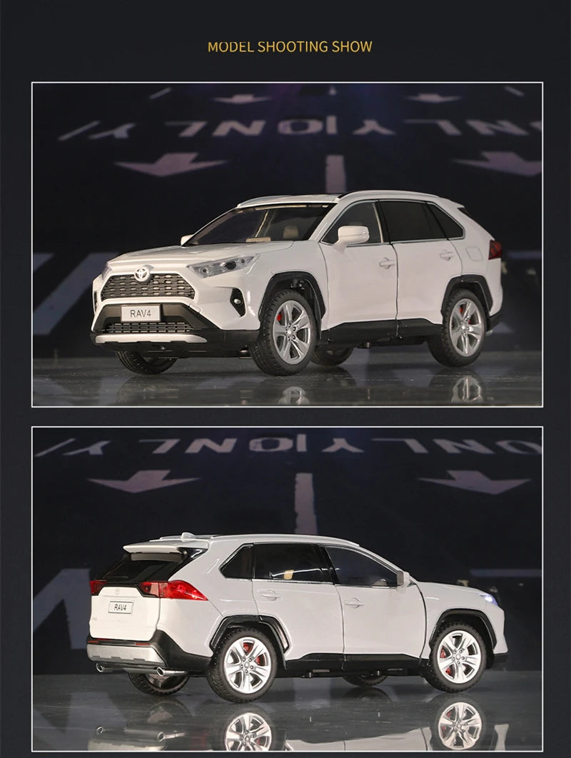 1:24 Toyotas RAV4 SUV Alloy Car Model Diecasts Metal Off-road Vehicles Car Model High Simulation Sound and Light Kids Toys Gifts