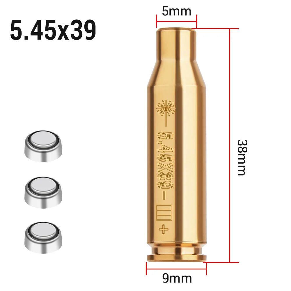 .223 cal Red Dot Laser Brass Boresight CAL Cartridge Barrel Bore Sighter for Hunting Gun Scope Adjustment Rifle Pistol Shotgun