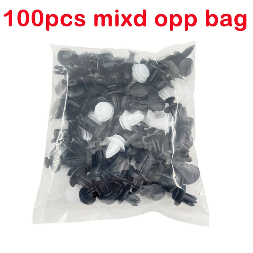 100pcs Mixed Auto Fastener Clip Car Body Push Retainer Pin Rivet Bumper Door Trim Panel Retainer Fastener Kit Car Accessories