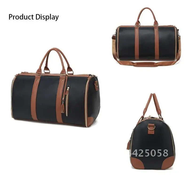 1pc Foldable PU Travel Convenient Carry-on Clothing Bag Women's Bag Bag Leather Business Duffel Women's Large Travel