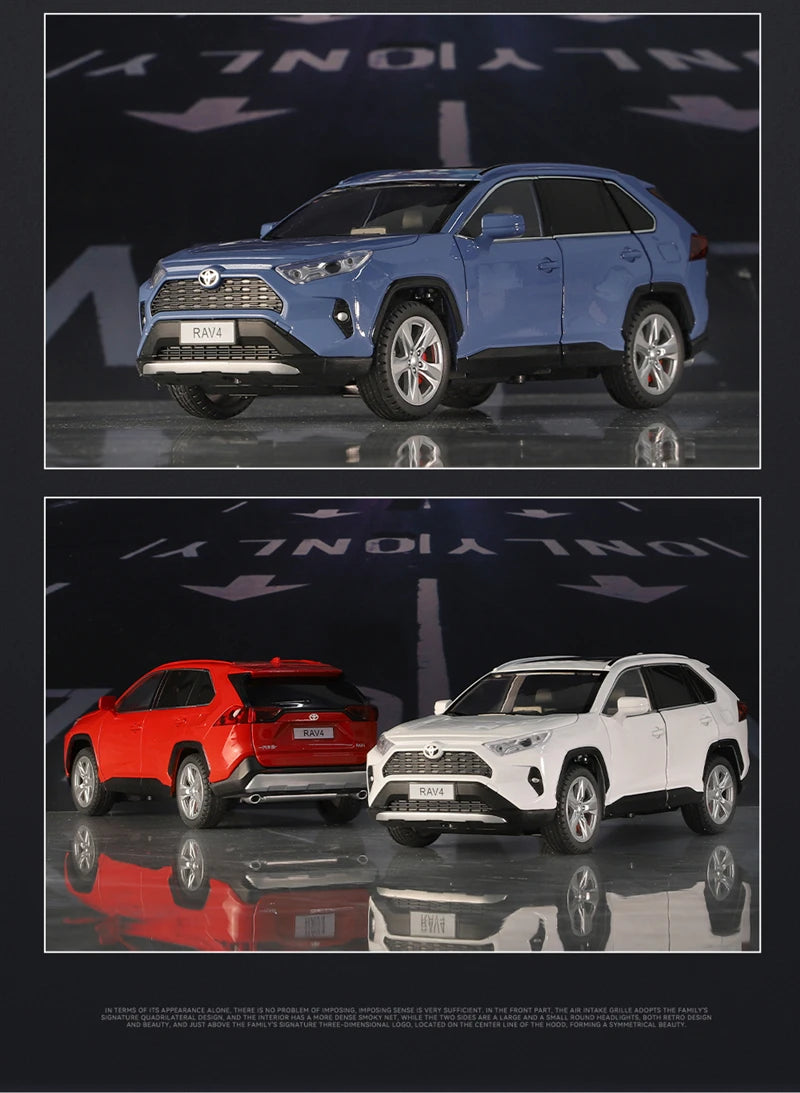1:24 Toyotas RAV4 SUV Alloy Car Model Diecasts Metal Off-road Vehicles Car Model High Simulation Sound and Light Kids Toys Gifts