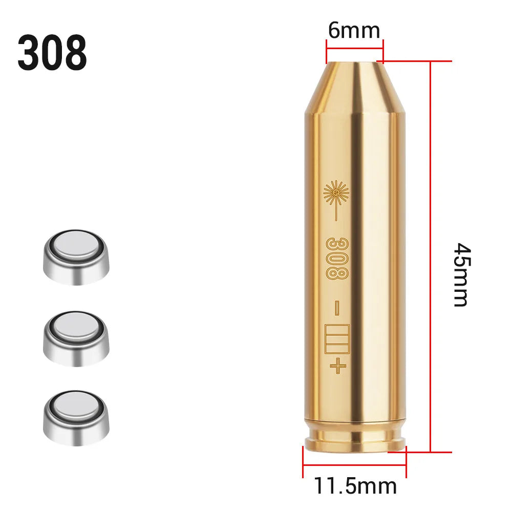 .223 cal Red Dot Laser Brass Boresight CAL Cartridge Barrel Bore Sighter for Hunting Gun Scope Adjustment Rifle Pistol Shotgun