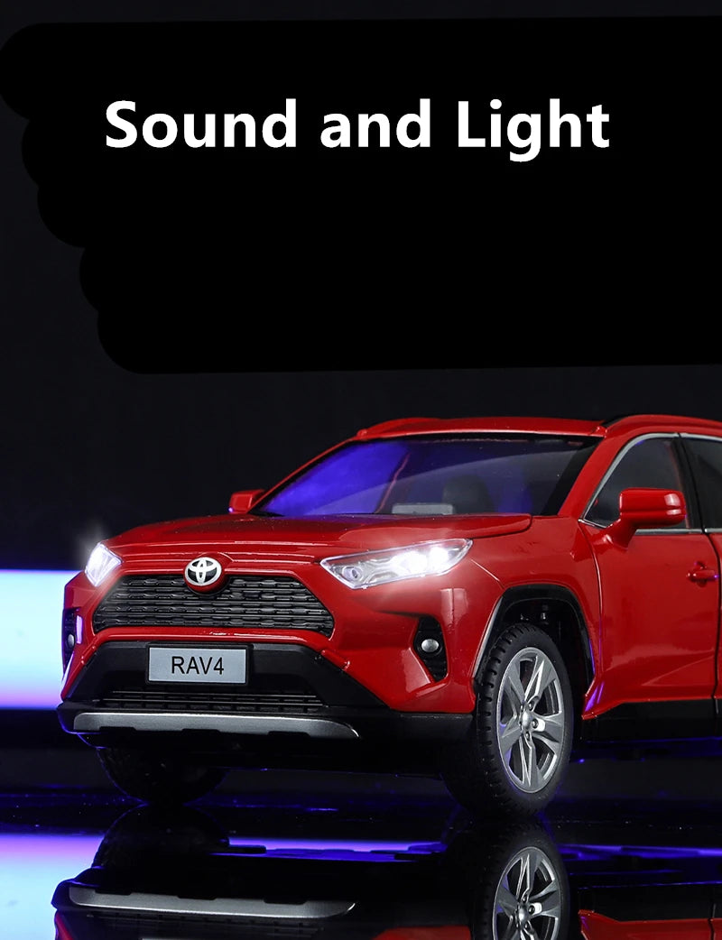 1:24 Toyotas RAV4 SUV Alloy Car Model Diecasts Metal Off-road Vehicles Car Model High Simulation Sound and Light Kids Toys Gifts