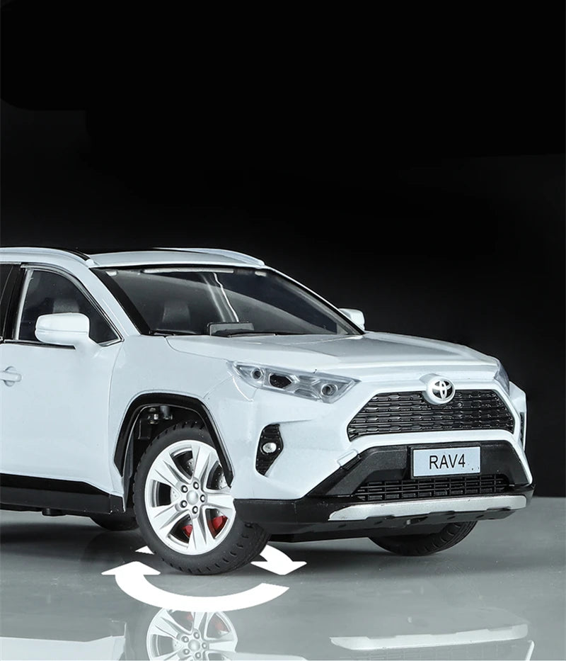 1:24 Toyotas RAV4 SUV Alloy Car Model Diecasts Metal Off-road Vehicles Car Model High Simulation Sound and Light Kids Toys Gifts