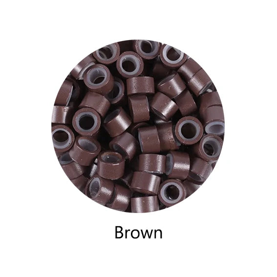 100Pcs 5.0*3.0*3.0mm Micro Silicone Lined Rings/Links/Beads MICRO Ring Link Crimp Beads Hair Extensions Tools