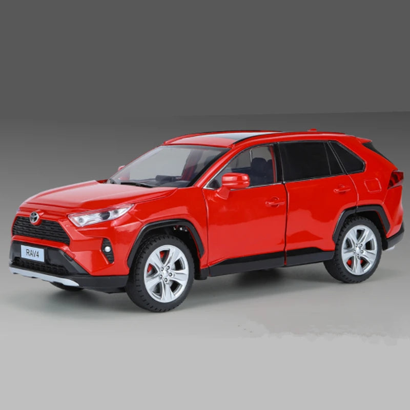 1:24 Toyotas RAV4 SUV Alloy Car Model Diecasts Metal Off-road Vehicles Car Model High Simulation Sound and Light Kids Toys Gifts