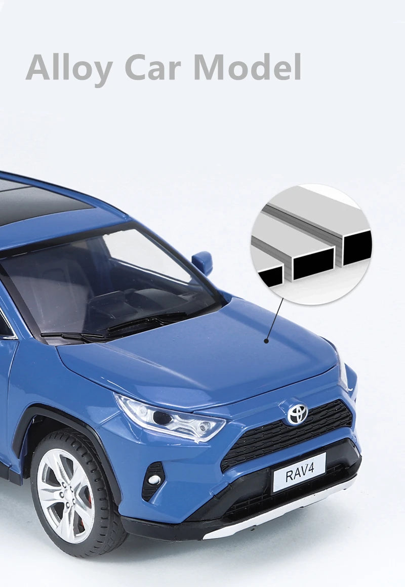 1:24 Toyotas RAV4 SUV Alloy Car Model Diecasts Metal Off-road Vehicles Car Model High Simulation Sound and Light Kids Toys Gifts