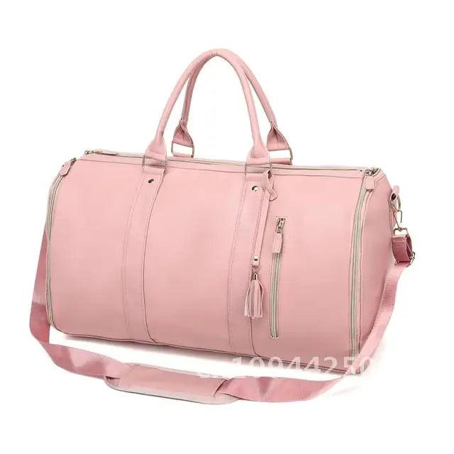 1pc Foldable PU Travel Convenient Carry-on Clothing Bag Women's Bag Bag Leather Business Duffel Women's Large Travel