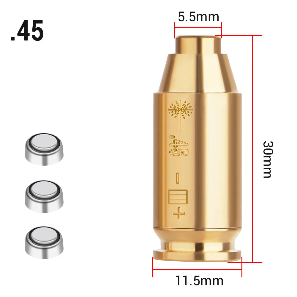.223 cal Red Dot Laser Brass Boresight CAL Cartridge Barrel Bore Sighter for Hunting Gun Scope Adjustment Rifle Pistol Shotgun