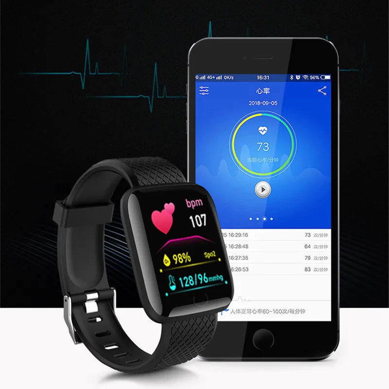 116 Plus Smart Watch For Men Women Bluetooth Sports Watch Heart Rate Monitor Blood Pressure Smart Bracelet for Android IOS D20