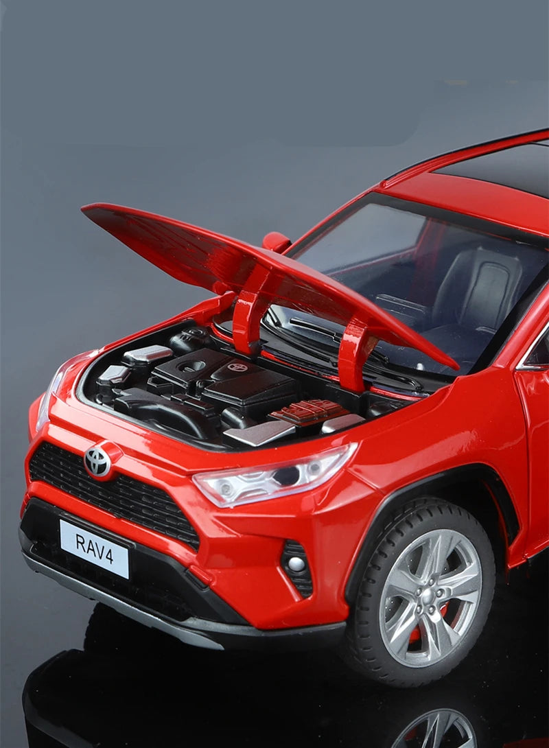 1:24 Toyotas RAV4 SUV Alloy Car Model Diecasts Metal Off-road Vehicles Car Model High Simulation Sound and Light Kids Toys Gifts