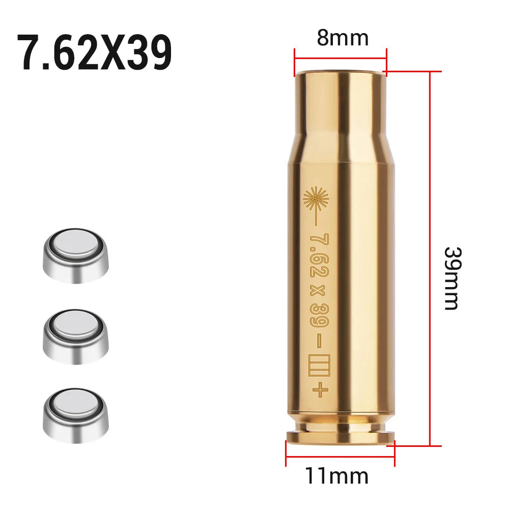 .223 cal Red Dot Laser Brass Boresight CAL Cartridge Barrel Bore Sighter for Hunting Gun Scope Adjustment Rifle Pistol Shotgun
