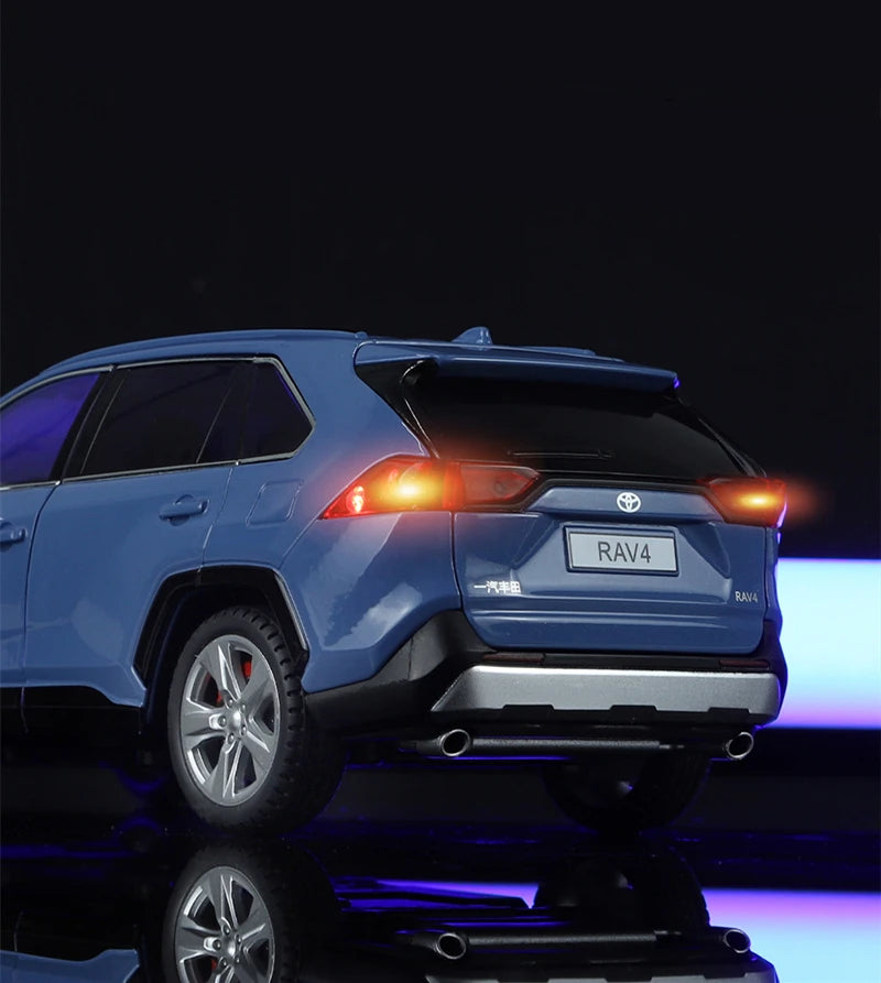 1:24 Toyotas RAV4 SUV Alloy Car Model Diecasts Metal Off-road Vehicles Car Model High Simulation Sound and Light Kids Toys Gifts