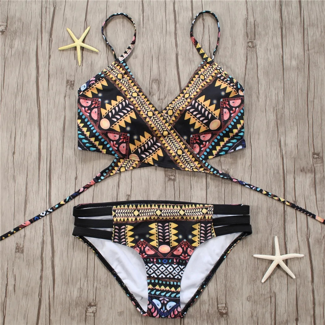 2018 Chic Aztec String Bikini Set