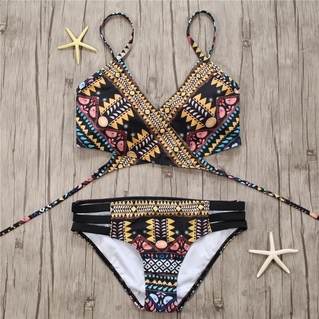 2018 Chic Aztec String Bikini Set