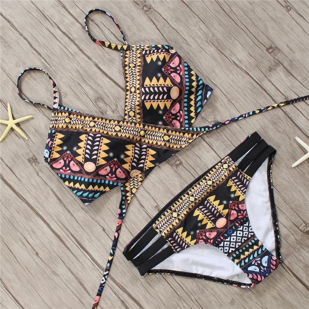 2018 Chic Aztec String Bikini Set